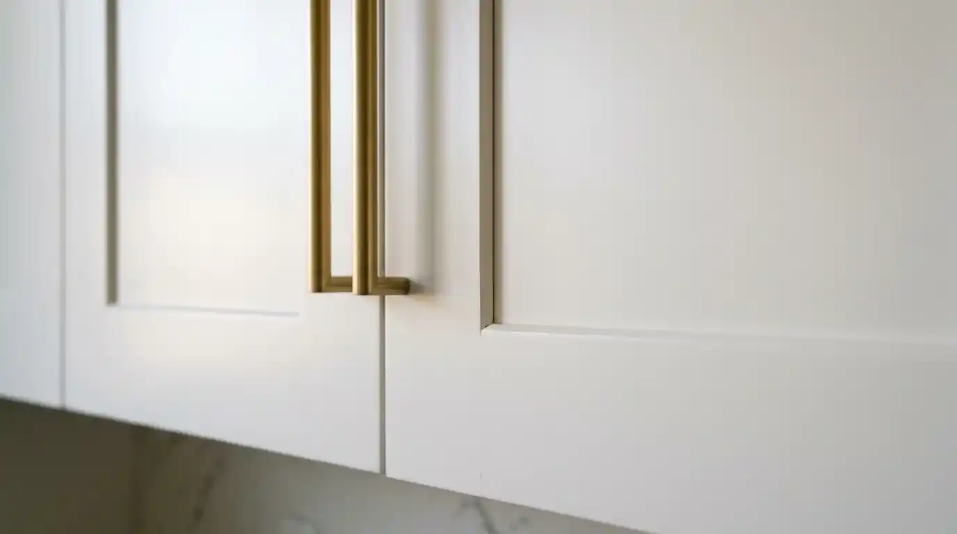 Kitchen cabinet doors in a smooth satin white enamel