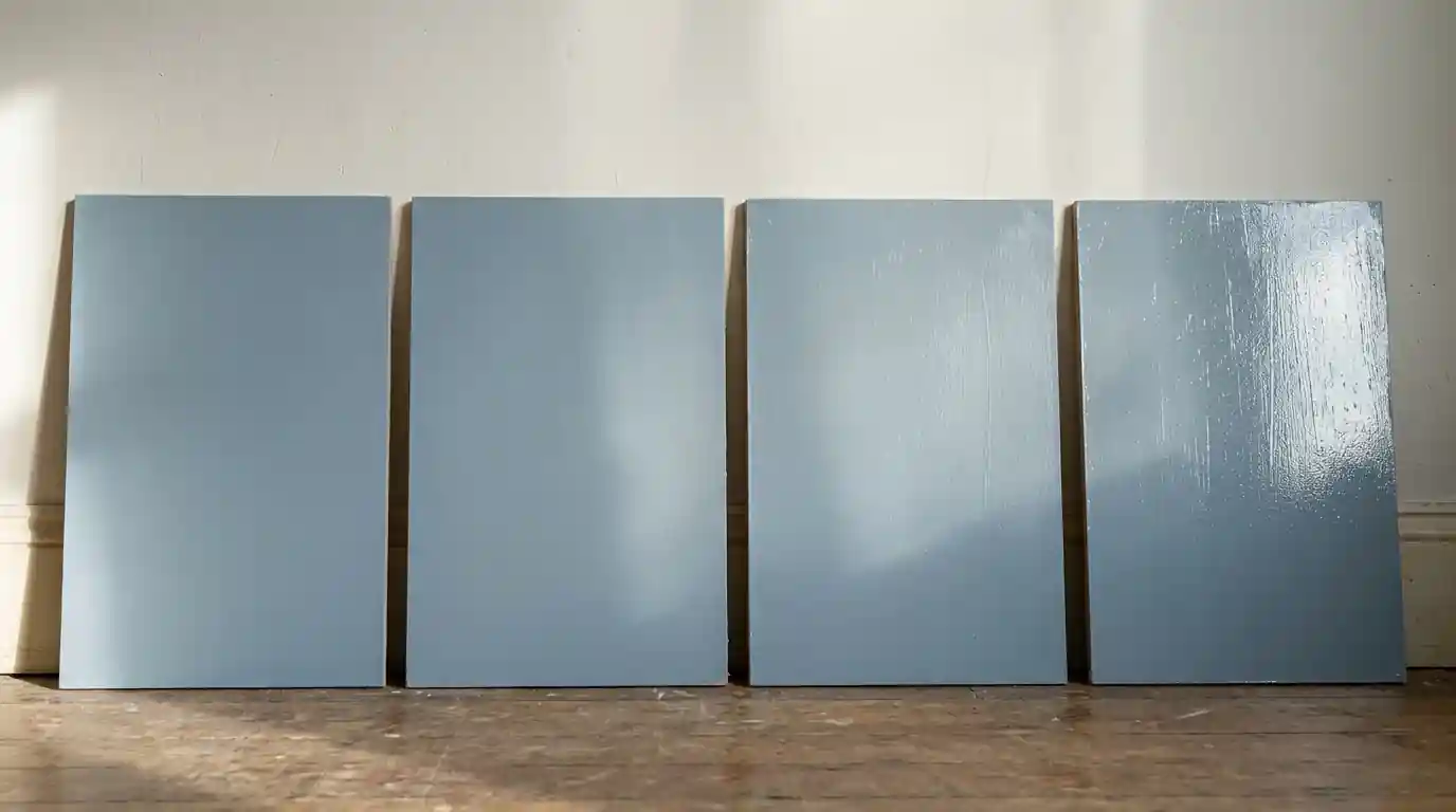 One blue color shown in four different sheens