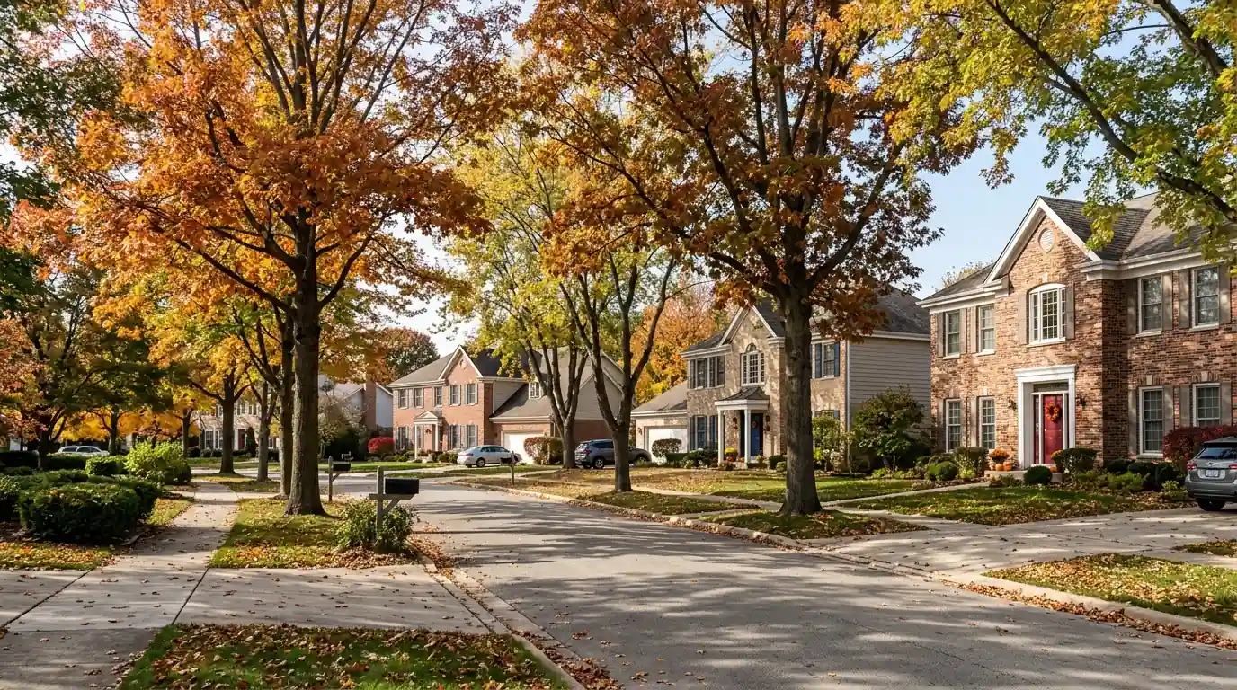 Painted homes on a street near Plainfield