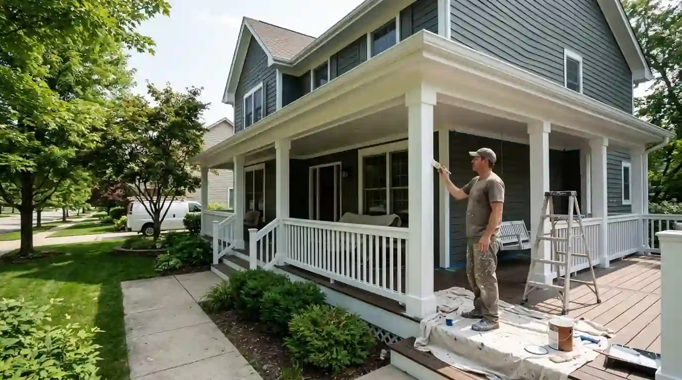 Painter finishing a job
