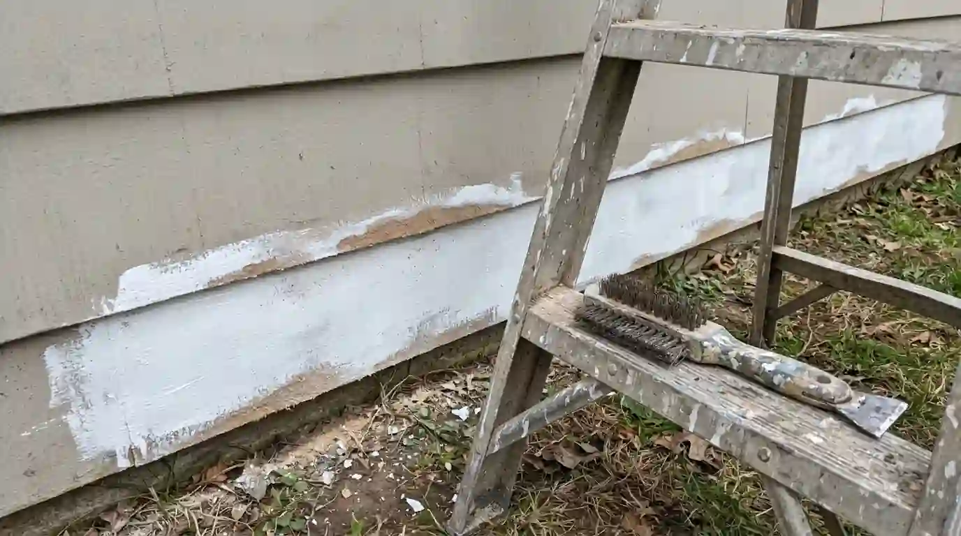 Hardboard siding edges primed after swollen spots were fixed