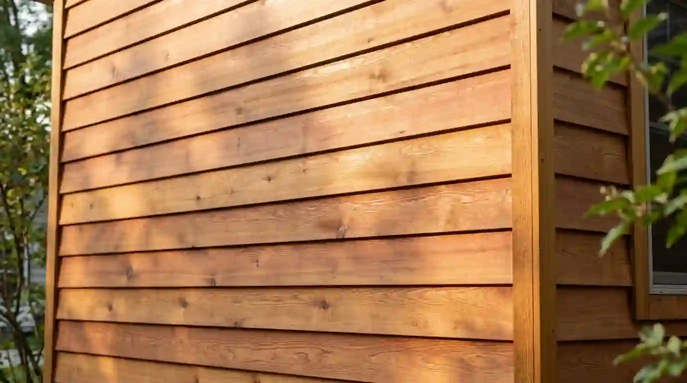 Cedar lap siding with a fresh semi-transparent stain