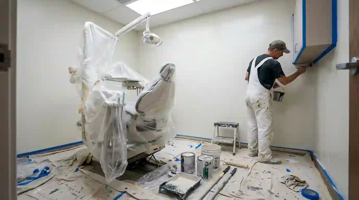 Dental room repainted with the equipment wrapped