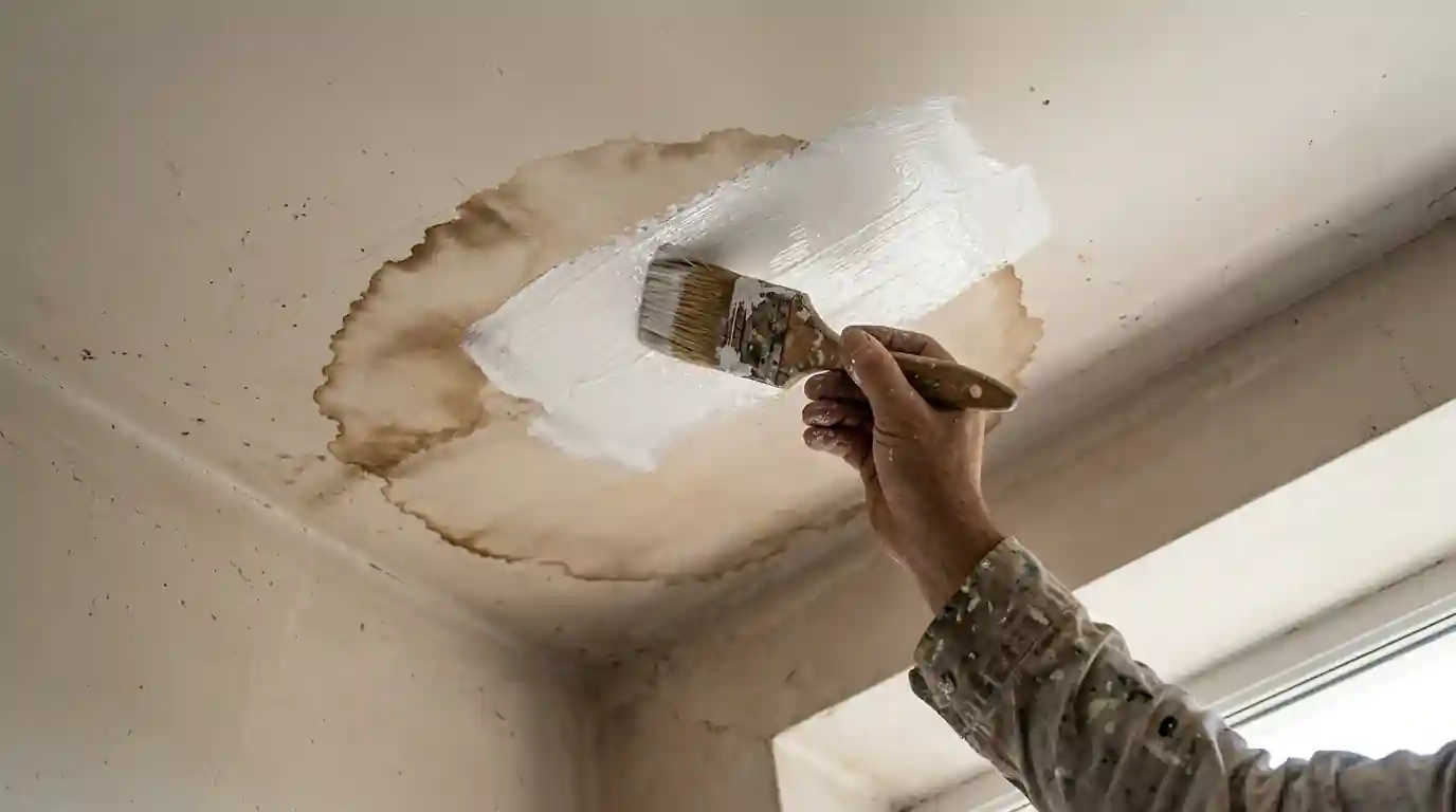 Sealing a brown water ring with stain-blocking primer
