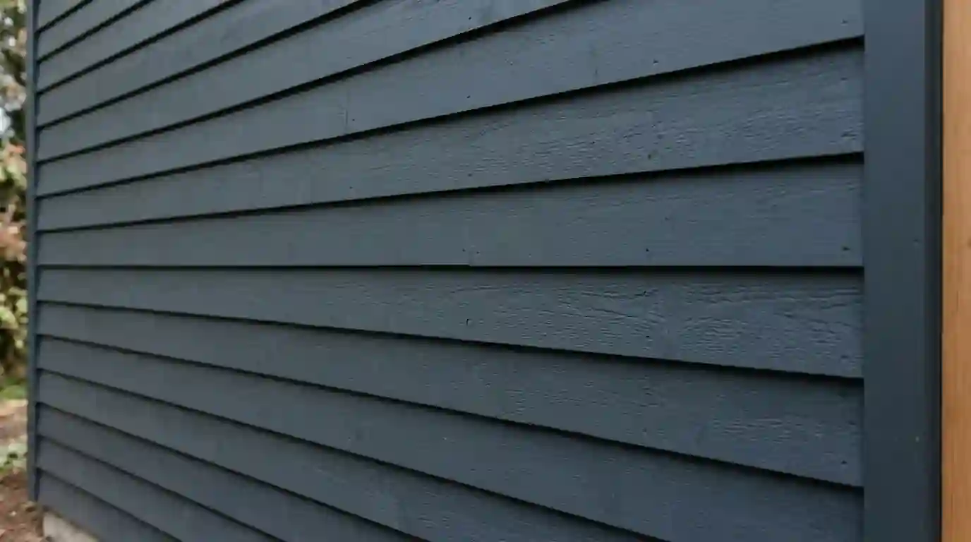 Solid slate stain on rough-sawn cedar boards